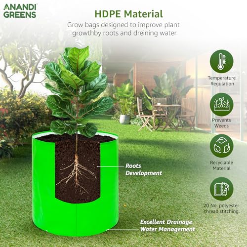Anandi Green's HDPE 24x24 Inch Extra Large Grow Bag 260 GSM Round for Big Fruit Trees Lemon, Guava, Papaya, Pomegranate, Banana Tree Planter Pot for Terrace & Garden - Image 4