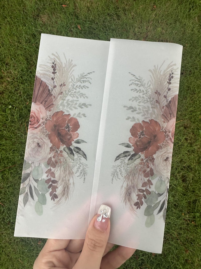 Puremigo 50 Pack Pre-Folded Boho Vellum Jackets - 5x7, 115GSM Vellum Paper - Wedding Invitation Wraps - Image 1