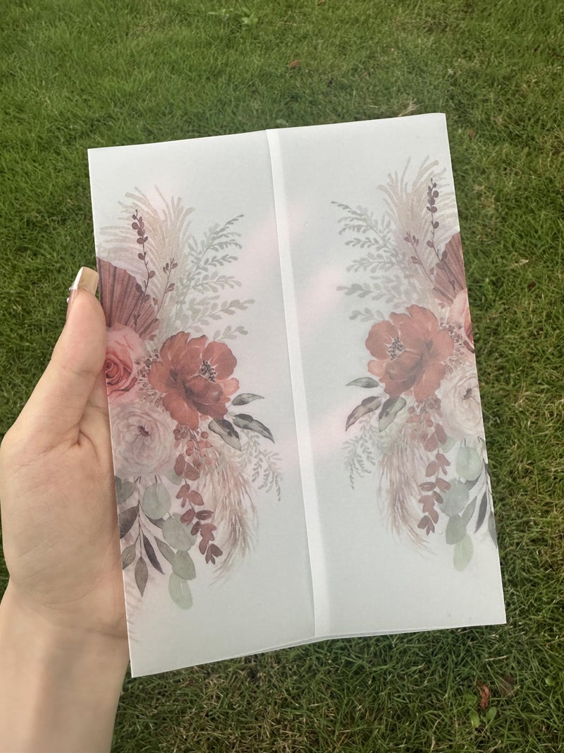 Puremigo 50 Pack Pre-Folded Boho Vellum Jackets - 5x7, 115GSM Vellum Paper - Wedding Invitation Wraps - Image 5