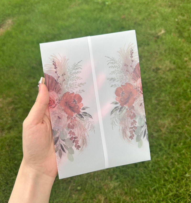 Puremigo 50 Pack Pre-Folded Boho Vellum Jackets - 5x7, 115GSM Vellum Paper - Wedding Invitation Wraps - Image 4
