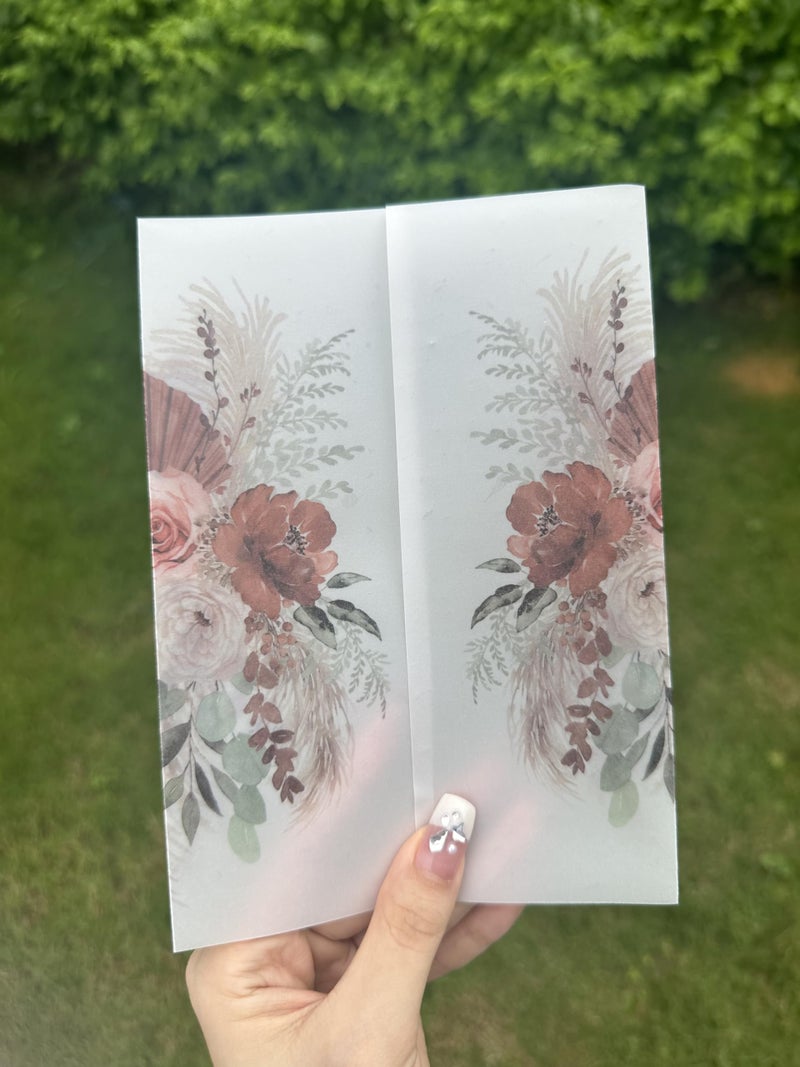 Puremigo 50 Pack Pre-Folded Boho Vellum Jackets - 5x7, 115GSM Vellum Paper - Wedding Invitation Wraps - Image 2
