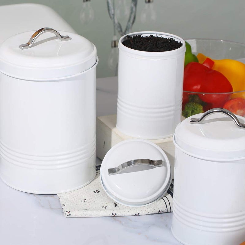 Brightalk Nesting Canisters Sets for the Kitchen, Set of 4 Airtight White Farmhouse Canister Jars with Removable Chalkboard Labels and Marker, for Flour Sugar Coffee Tea Storage - Image 5
