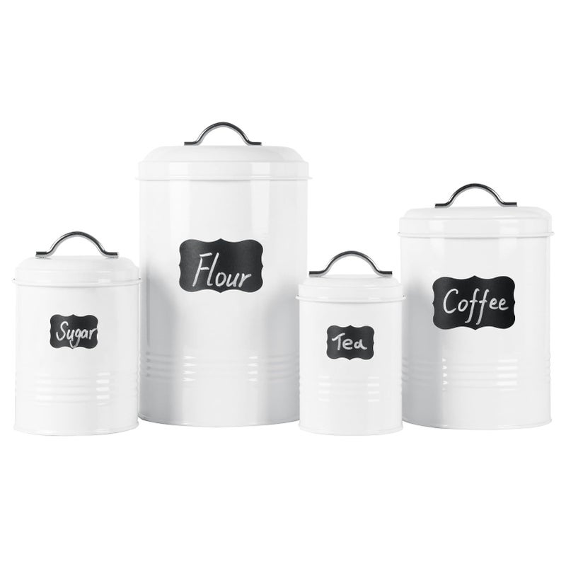 Brightalk Nesting Canisters Sets for the Kitchen, Set of 4 Airtight White Farmhouse Canister Jars with Removable Chalkboard Labels and Marker, for Flour Sugar Coffee Tea Storage - Image 1