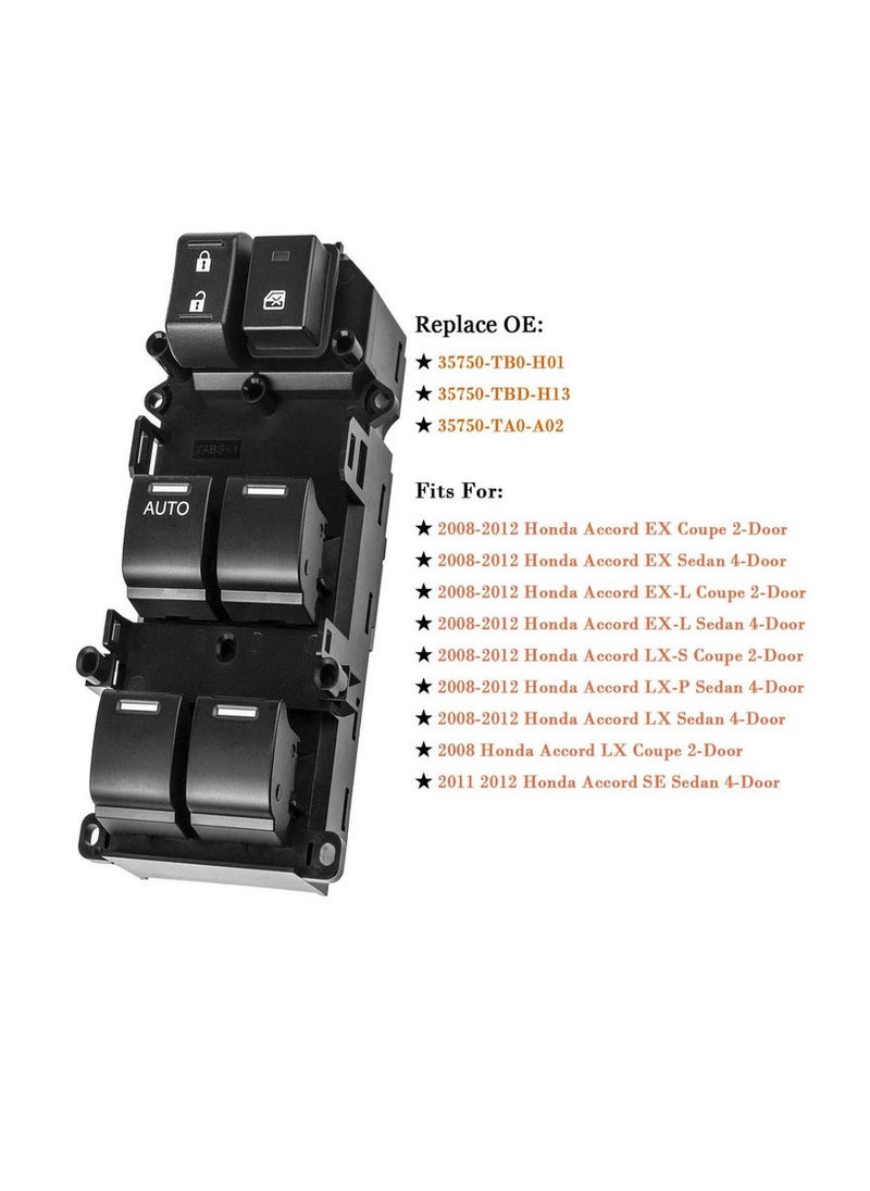Generic Window Switch Front Side Parts no 35750-TB0-H01 Driver Side Master Power Window Switch Compatible for Honda Accord 2008 To 2012 Model  - Image 5