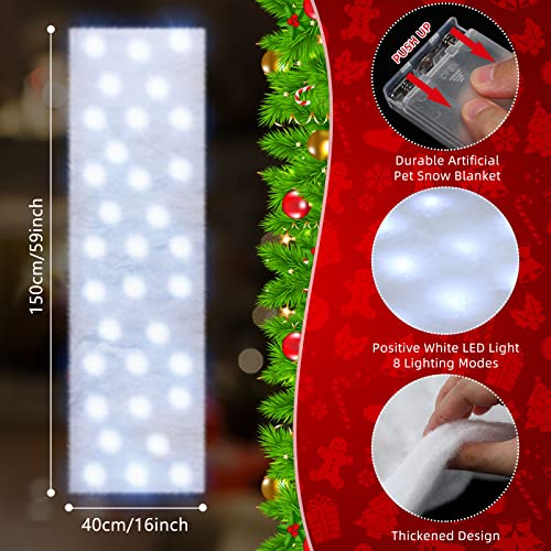 Kittmip 4 Pcs Pre Lit Christmas Snow Blanket with LED Lights Holiday Lighted Table Runner Christmas Village Accessories LED Fake Snow Decoration for Village Display 59 x 16 White - Image 3