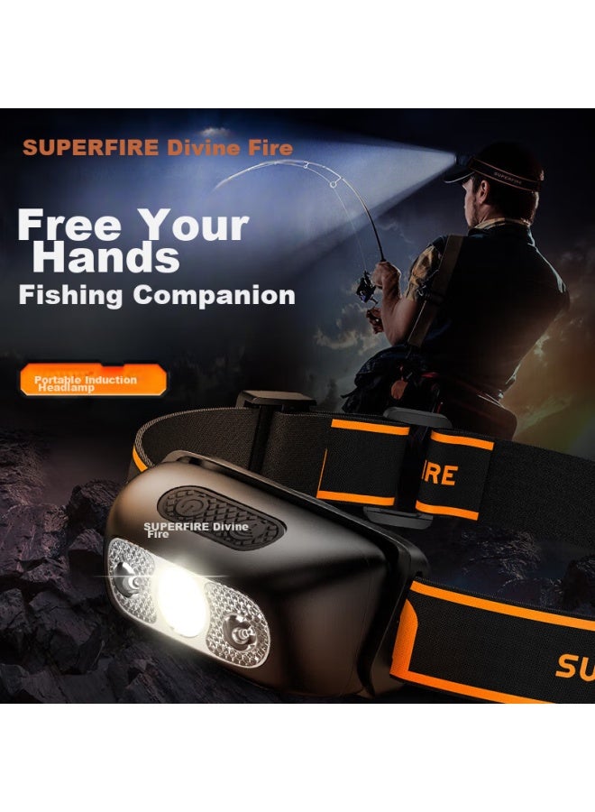 SupFire Supfire Motion Sensor Headlamp, High Brightness Night Fishing Light, Head-mounted Work Light, Long-lasting Battery, Outdoor Mining Lamp, Fishing Light - Image 1