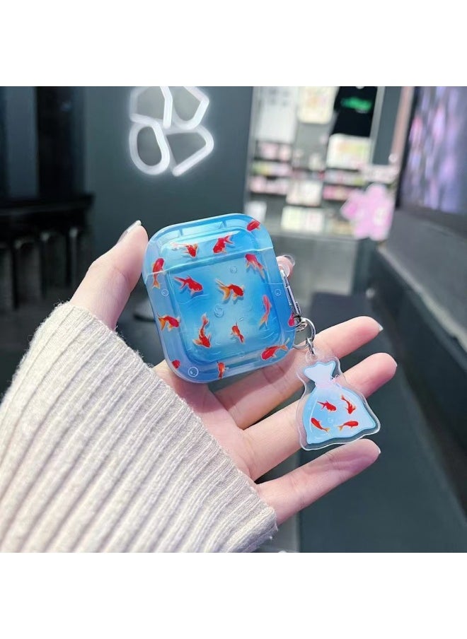 Generic - Cartoon Koi AirPods Pro Protective Shell 1/2 Generation Bluetooth Headset AirPods4 Generation-Color:Translucent Koi + Pendant-Applicable Models:Airpods Pro - Image 1