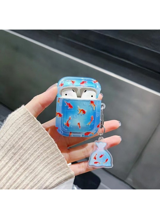 Generic - Cartoon Koi AirPods Pro Protective Shell 1/2 Generation Bluetooth Headset AirPods4 Generation-Color:Translucent Koi + Pendant-Applicable Models:Airpods Pro - Image 1