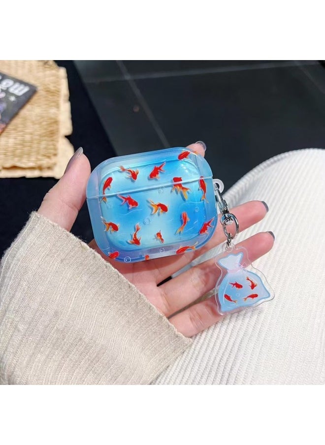 Generic - Cartoon Koi AirPods Pro Protective Shell 1/2 Generation Bluetooth Headset AirPods4 Generation-Color:Translucent Koi + Pendant-Applicable Models:Airpods Pro - Image 1