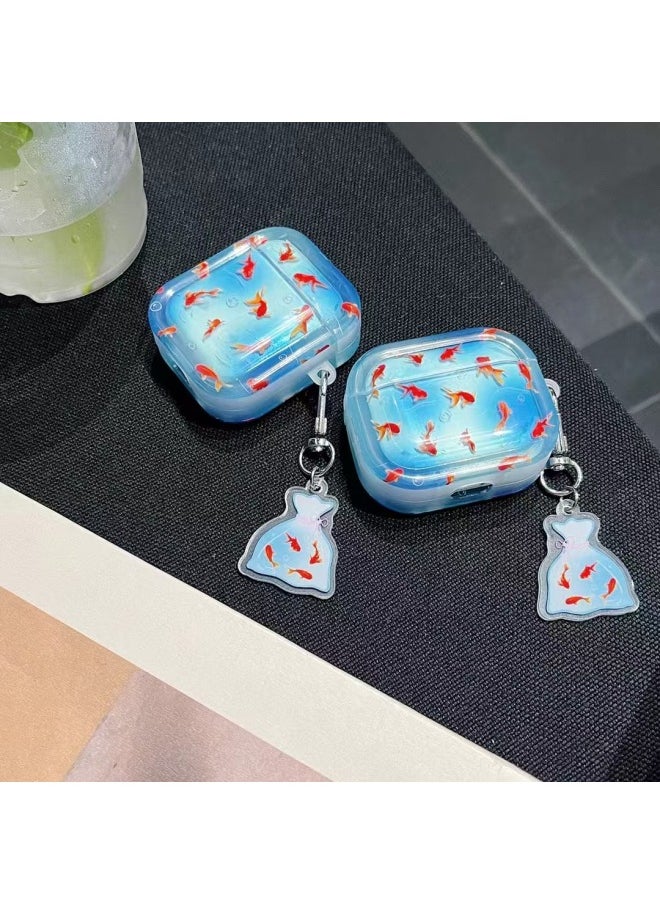 Generic - Cartoon Koi AirPods Pro Protective Shell 1/2 Generation Bluetooth Headset AirPods4 Generation-Color:Translucent Koi + Pendant-Applicable Models:Airpods Pro - Image 1