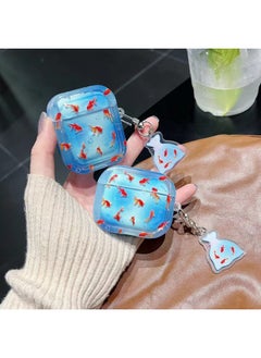 Cartoon Koi AirPods Pro Protective Shell 1/2 Generation Bluetooth Headset AirPods4 Generation-Color:Translucent Koi + Pendant-Applicable Models:Airpods Pro