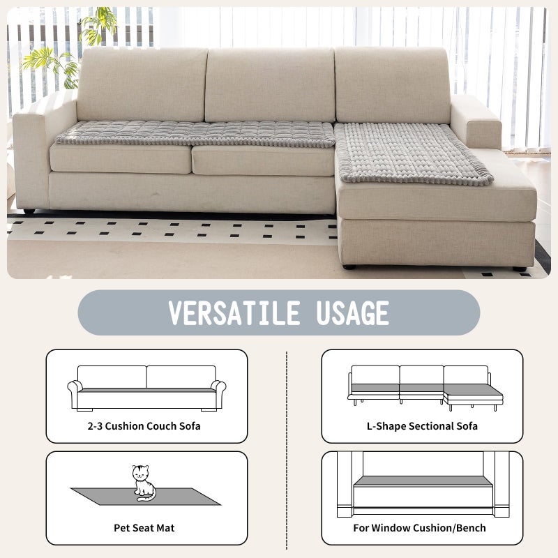 MDSASFD Sofa Couch Cover, Sofa Covers for Dogs Washable, Non-Slip Striped Sofa Slipcovers for Sectional Sofa, Sofa Cover Furniture Protector for L Shaped(Light Grey, 27.6"x 59") - Image 4