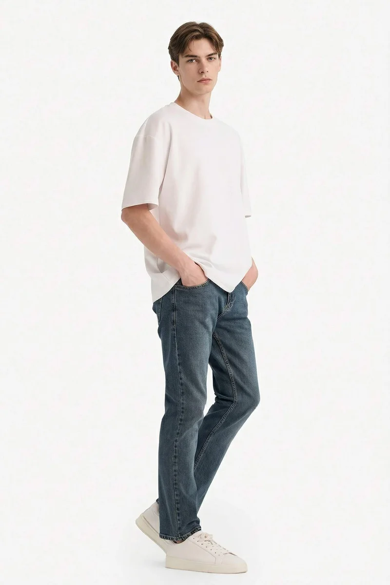 Defacto  Sergio Regular Fit Regular Waist Straight Leg Trousers for Men | Best Price UAE