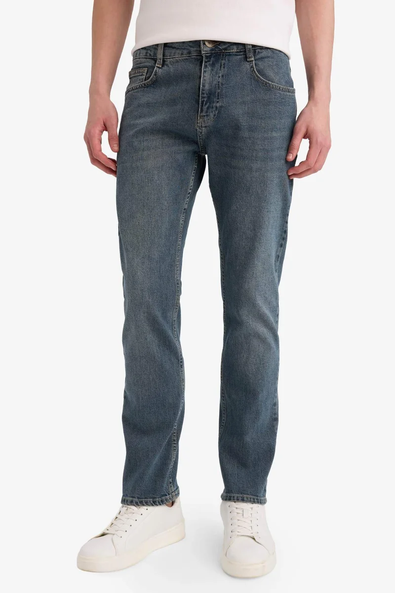 Defacto  Sergio Regular Fit Regular Waist Straight Leg Trousers for Men | Best Price UAE