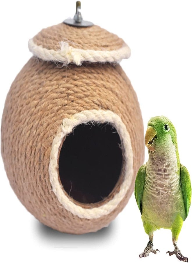 Yamibobo Birdhouse, Parakeet Bird Nest for Cage Coconut Shell Rope Weave Bird Breeding Nest for Budgie Parakeet Conure Canary Lovebird - Image 1