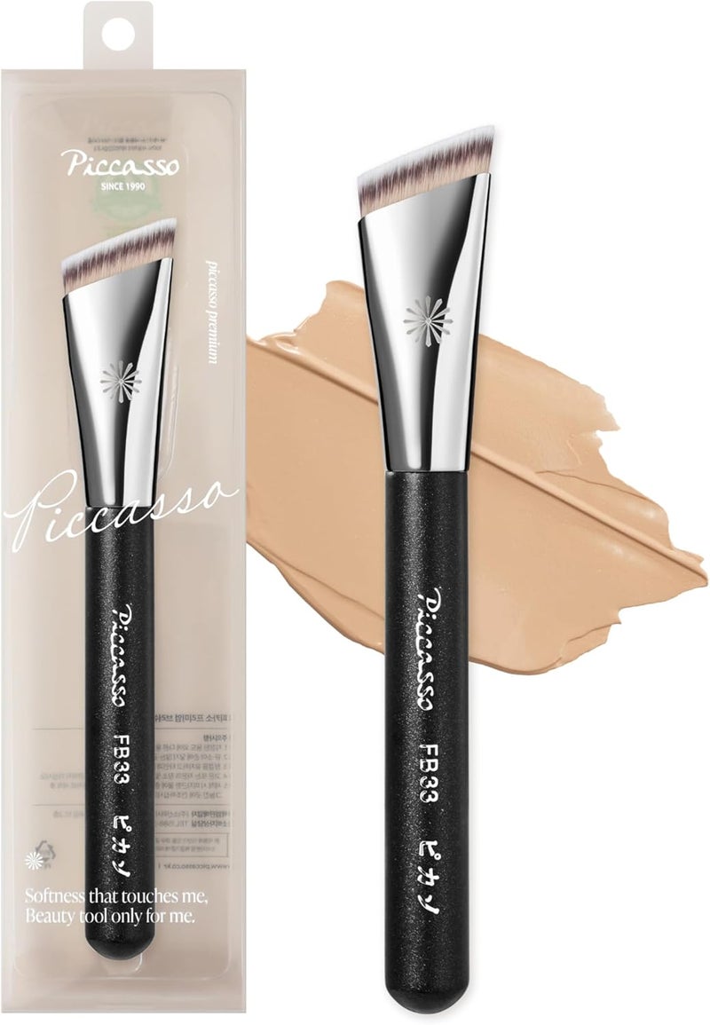 Piccasso FB33 Foundation Brush – Tapping Cover Brush for Liquid & Cream Foundation, Fills Pores with Soft Bristles for Smooth and Flawless Face Makeup, Professional Korean Beauty Tool - Image 1