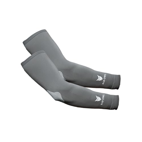 BADOWL Velocity Arm Sleeves for Men & Women | UV Protection UPF 50+ | Seamless Fit | Sports Compression Sleeves for Running Cycling Outdoor Activities (Grey) - Image 1