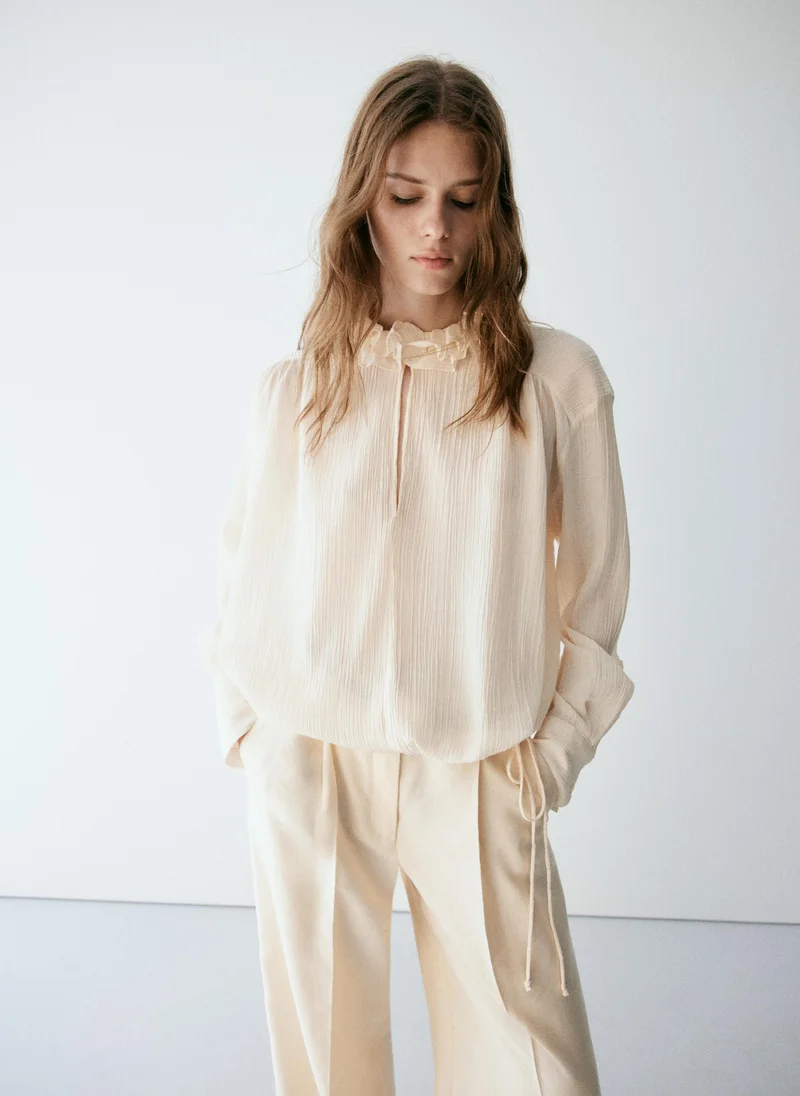 Mango Flowy ruffle blouse