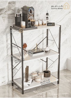 DANTA HOME Corner Coffee Table, Side Table, Bookcase Consisting Of 3 Wooden Shelves For Storage And Organization - White / Black  - Image 1