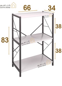 DANTA HOME Corner Coffee Table, Side Table, Bookcase Consisting Of 3 Wooden Shelves For Storage And Organization - White / Black  - Image 3