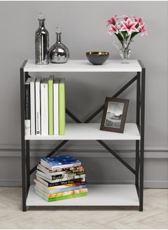 DANTA HOME Corner Coffee Table, Side Table, Bookcase Consisting Of 3 Wooden Shelves For Storage And Organization - White / Black  - Image 5