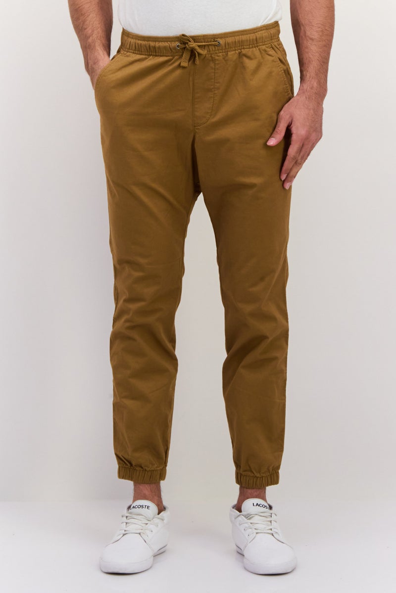 GAP Men Regular Fit Solid Jogger Pants, Khaki  - Image 1