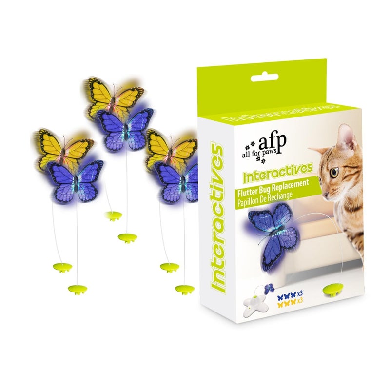ALL FOR PAWS Interactive Cat Butterfly Flutter Replacements for Kitty Enrichment Spinner Toys ReFill 6 Pack - Image 2