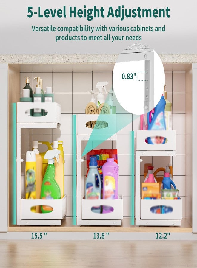 Beleeb Under Sink Organizer, 1 Pack 2 Tier Metal Slide Out Pull Out Cabinet Organizer Shelf, Height Adjustable Organization and Storage Series, Bathroom/Desktop/Cabinet/Kitchen organization, White - Image 3