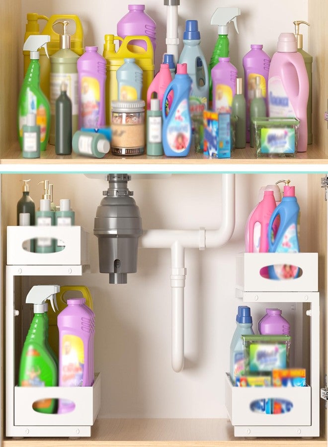 Beleeb Under Sink Organizer, 1 Pack 2 Tier Metal Slide Out Pull Out Cabinet Organizer Shelf, Height Adjustable Organization and Storage Series, Bathroom/Desktop/Cabinet/Kitchen organization, White - Image 5