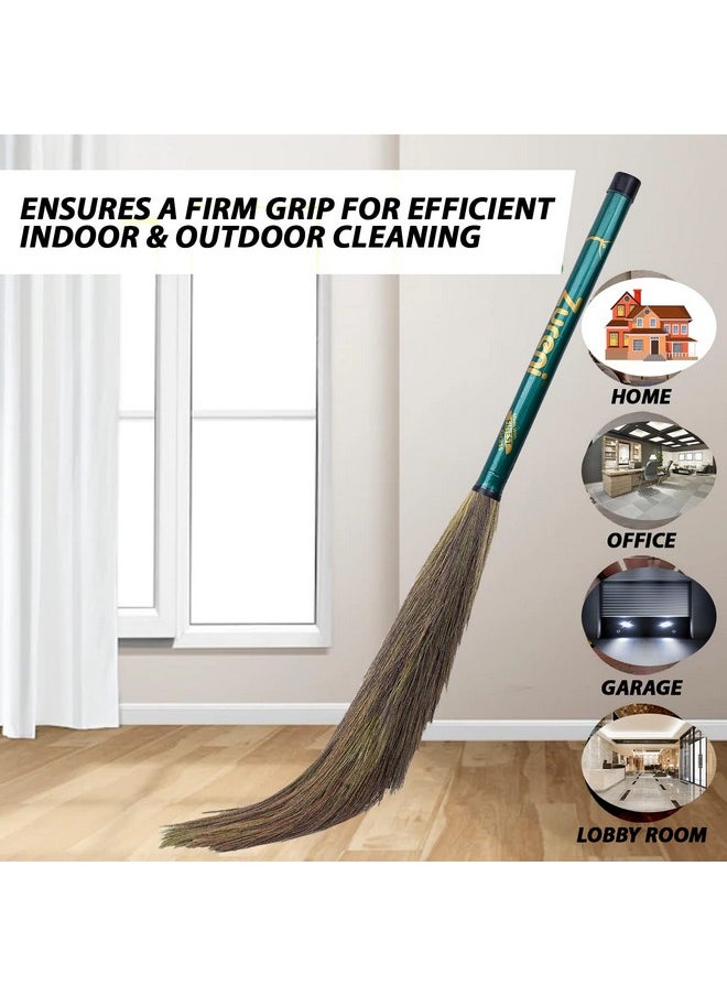 Zureni Zn-Br07 Scalene Floor Broom With Natural Soft No Dust Grass Long Stick Jhadu For Home Pantry Office Cleaning (1 Pc, Random Colours)  - Image 5