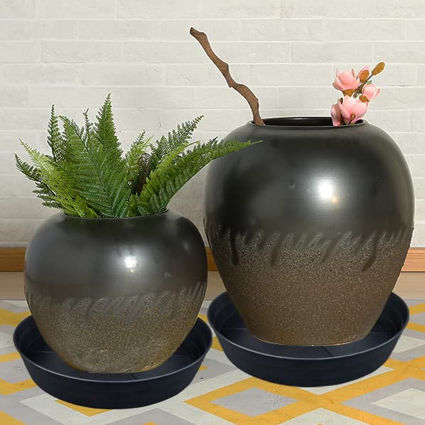 LWALRS 25 Inch Extra Large Planter Saucer, Extra-Deep 4.25 in Black Drip Trays for Flower Pot, Heavy Duty Drainage Tray Indoors No Holes, Plastic Plant Plate Water Catcher for Pots Base 19 20 21 22 in - Image 4