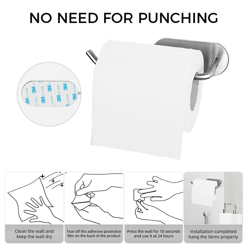 ZIBUYU® Tissue Paper Holder, Toilet Paper Holder, 5.98 Inches Toilet Paper Holder for Bathroom for Kitchen Utility Self Adhesive Rack, Tissue Roll Holder for Kitchen for Bathroom, Kitchen - Image 3