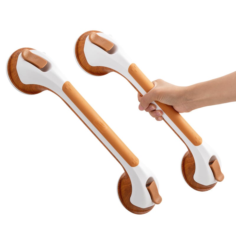 TAILI Grab Bars for Bathtubs and Showers 2 Pack Suction Grab Bar, Heavy Duty Shower Handle Removable Bath Handrails for Seniors and Elderly, Bathroom Safety Grip No Drilling Waterproof,Wood Grain - Image 1