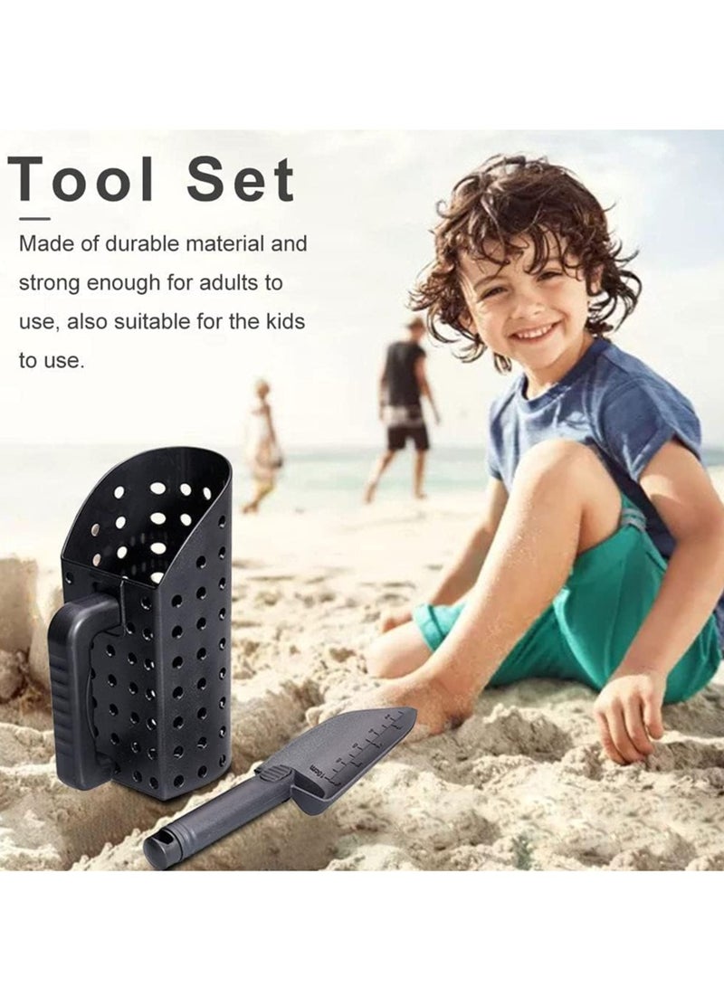 Generic Sand Scoop and Shovel Set  Hand Treasure Hunting Tool Metal Detector Accessories for Patio Lawn   Garden  2pcs black - Image 2