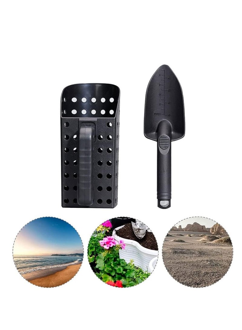 Generic Sand Scoop and Shovel Set  Hand Treasure Hunting Tool Metal Detector Accessories for Patio Lawn   Garden  2pcs black - Image 3