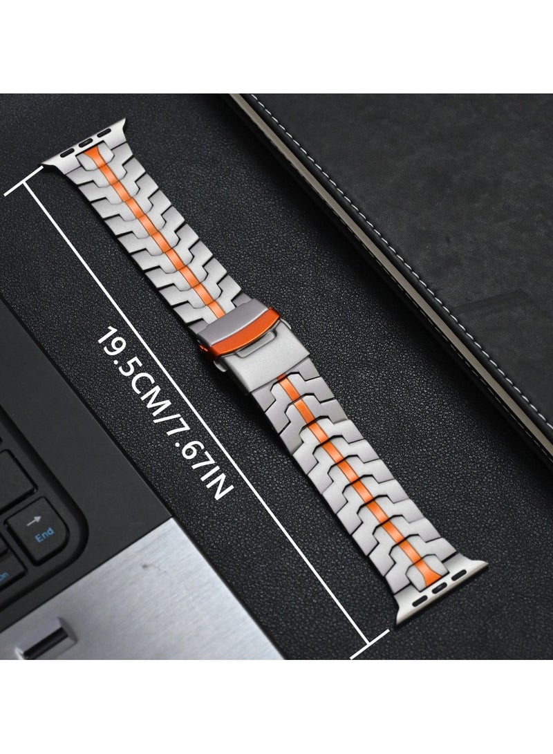 Stainless Steel Band for Apple Watch Ultra Band 49mm 45mm 44mm 42mm, Metal Strap with Folding Clasp for Apple Watch Series 8 7 6 5 4 3 2 1 for Men  - Image 4