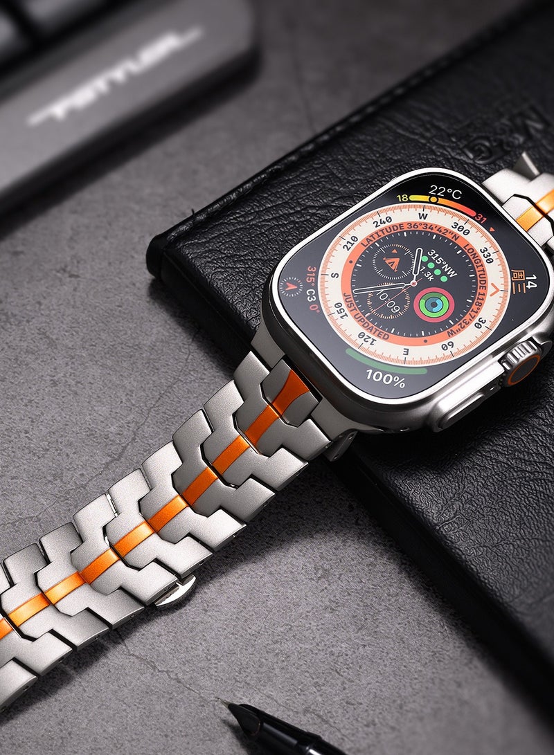 Stainless Steel Band for Apple Watch Ultra Band 49mm 45mm 44mm 42mm, Metal Strap with Folding Clasp for Apple Watch Series 8 7 6 5 4 3 2 1 for Men  - Image 3