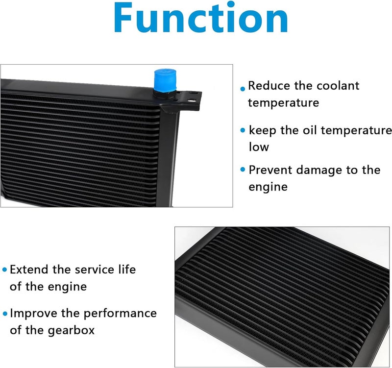 HTRACING 25 Row AN10 10AN Transmission Oil Cooler Kit Stacked Plate With 6AN 8AN Adapter Universal Engine Transmission British Radiator Oil Cooler Condenser Aluminium Alloy Black - Image 3