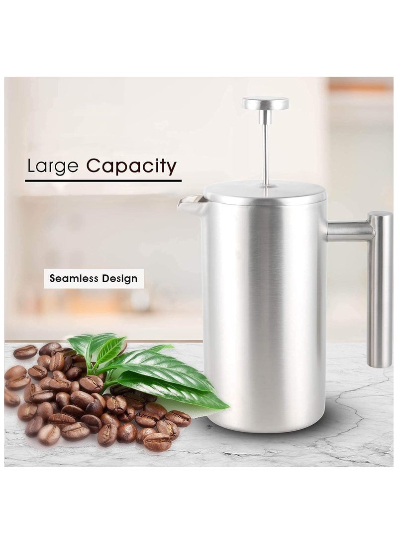 French Press Coffee Maker 350ML Espresso Coffee Maker Pot Practical Stainless Steel Cafetiere Double Wall Insulated Tea Coffee Maker with Filter for Home - Image 5