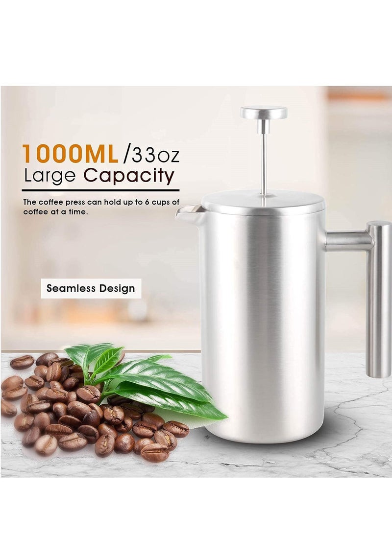 French Press Coffee Maker 350ML Espresso Coffee Maker Pot Practical Stainless Steel Cafetiere Double Wall Insulated Tea Coffee Maker with Filter for Home  - Image 5