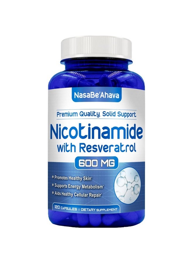 NasaBeahava Nicotinamide with Resveratrol 120 Veggie Capsules Vitamin B3 600mg (Niacinamide Flush Free) - Image 1