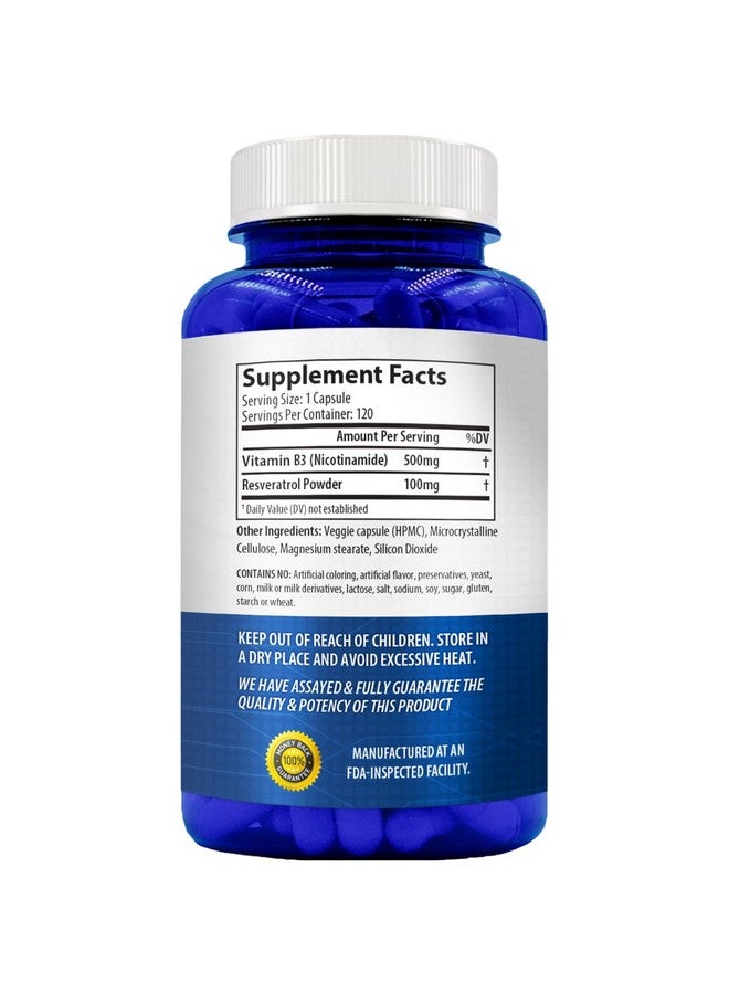 NasaBeahava Nicotinamide with Resveratrol 120 Veggie Capsules Vitamin B3 600mg (Niacinamide Flush Free) - Image 3
