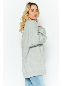 ESPRIT Women Crew Neck Solid Sweatshirt, Grey  - Image 3