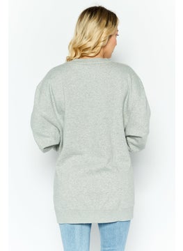ESPRIT Women Crew Neck Solid Sweatshirt, Grey  - Image 4