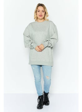 ESPRIT Women Crew Neck Solid Sweatshirt, Grey  - Image 2
