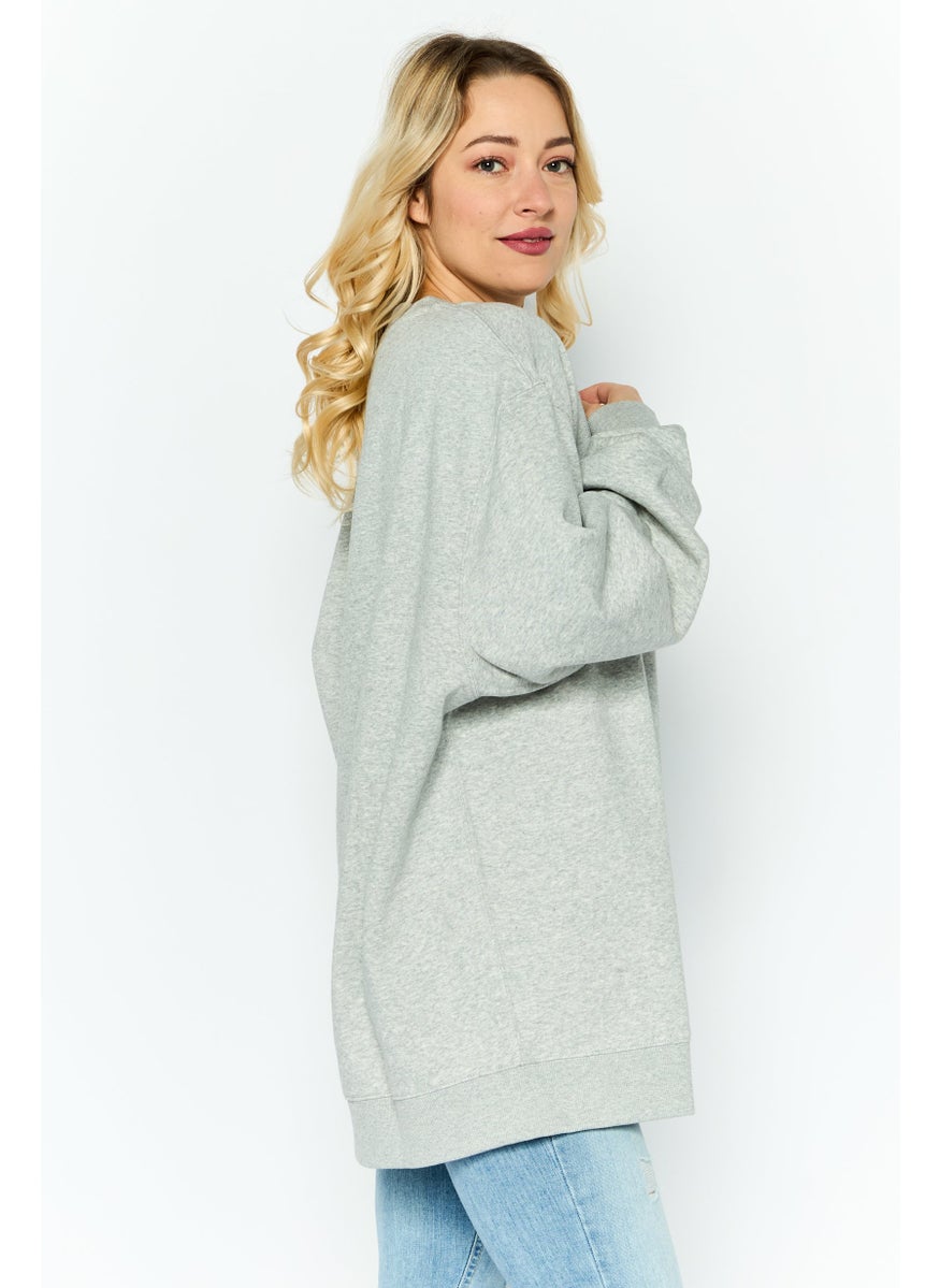 ESPRIT Women Crew Neck Solid Sweatshirt, Grey  - Image 3