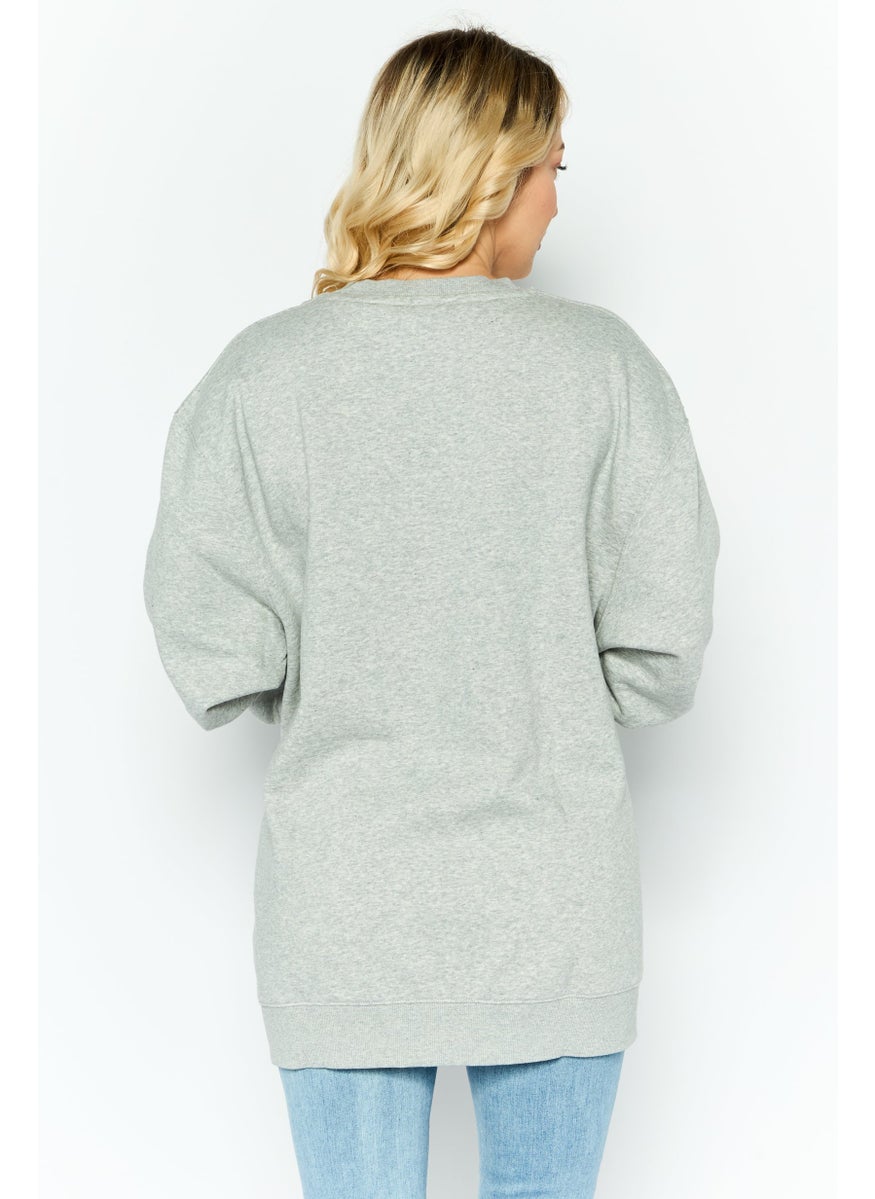 ESPRIT Women Crew Neck Solid Sweatshirt, Grey  - Image 4