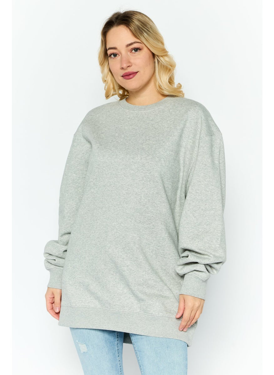 Women Crew Neck Solid Sweatshirt, Grey - pzsku/Z23AF4C6323383E54F1ADZ/45/_/1737642269/e6756eaf-e525-49ee-8a84-b1d96a4bdbe3