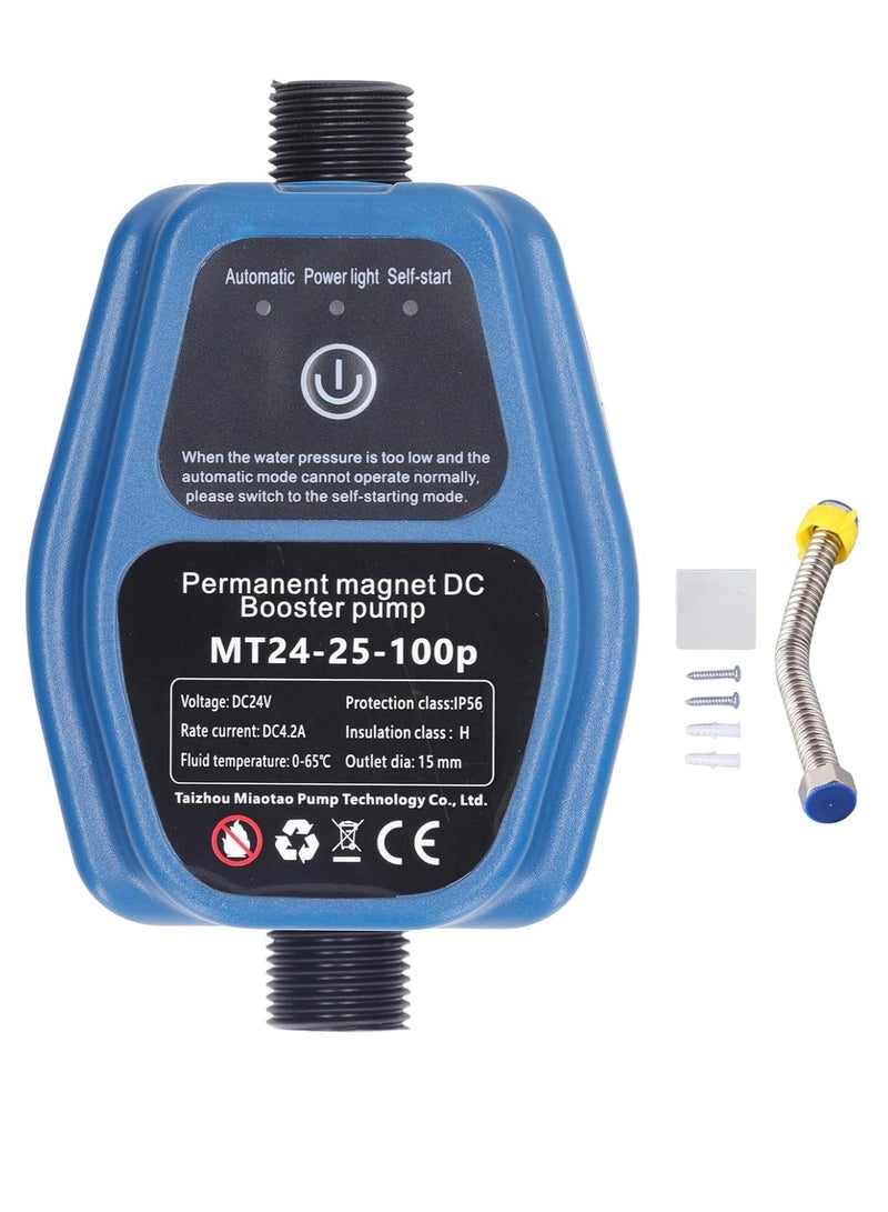 24V Mini Water Pressure Booster Pump, 100W 25L Automatic Shower Booster Pump, Blue - Image 1
