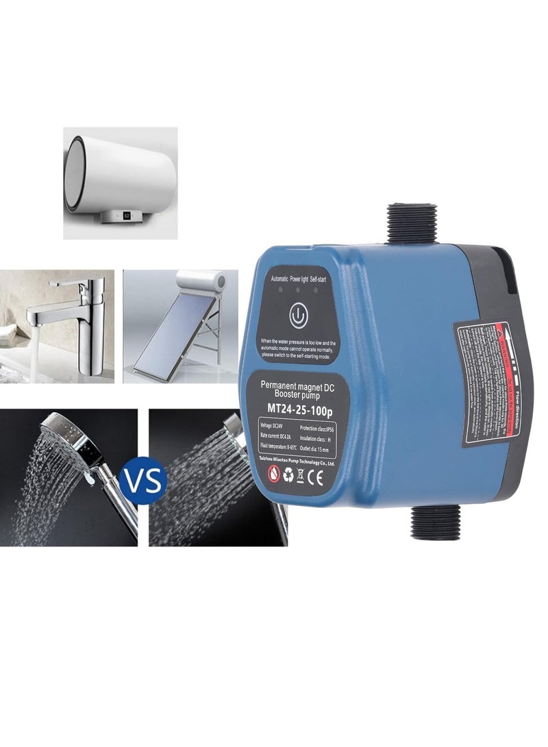 24V Mini Water Pressure Booster Pump, 100W 25L Automatic Shower Booster Pump, Blue - Image 2